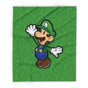 Luigi Fleece Blanket Inspired by Paper Mario