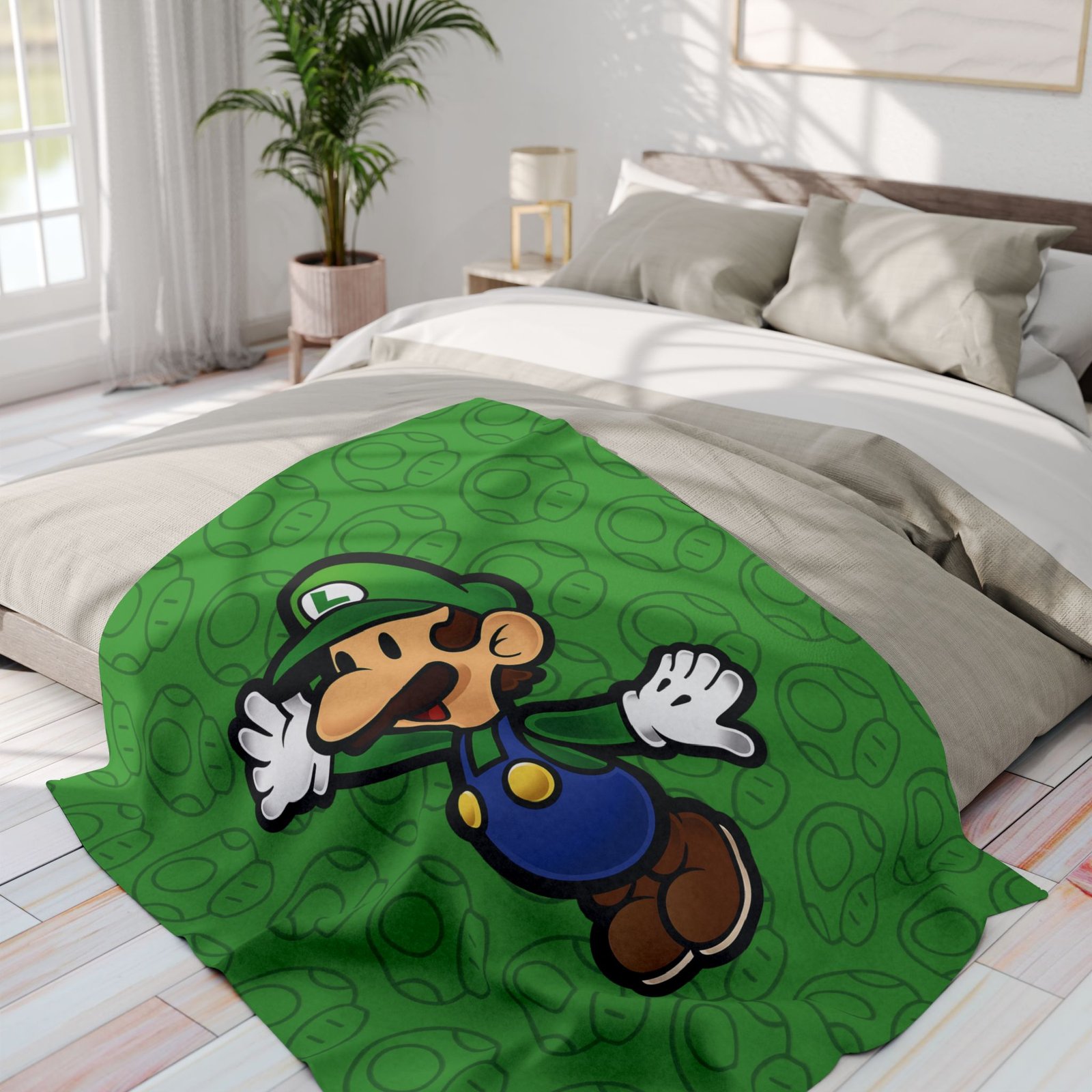 Luigi Fleece Blanket Inspired by Paper Mario - Image 3