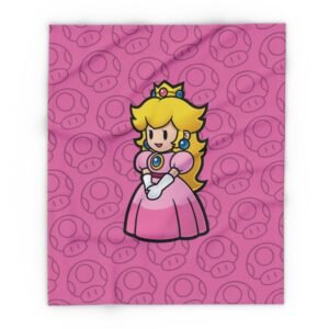 Princess Peach Fleece Blanket Inspired by Paper Mario
