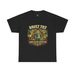 Vault 787 Wasteland Boricua T-Shirt | Fallout Vault Boy Tropical Design